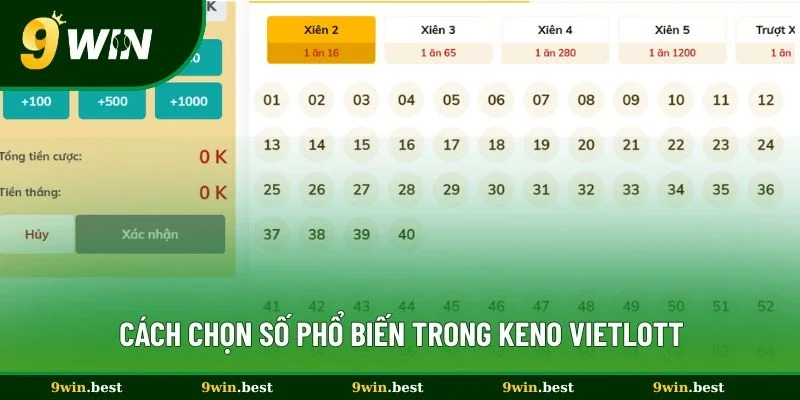 Cách chọn số phổ biến trong Keno Vietlott